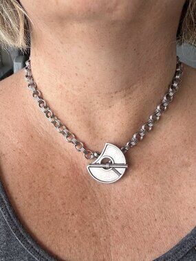 VTG 20" Signed PJ 925 Sterling Scandinavian Necklace, Rolo Chain, Unisex, 63.8g